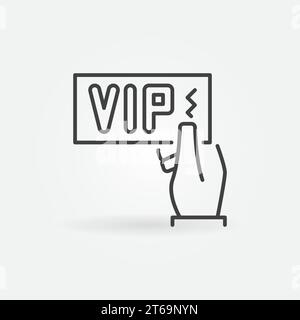 Carte VIP dans l'icône vectorielle de main ou signe dans le style de ligne mince Illustration de Vecteur