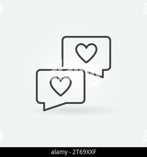Bulles de parole avec icône de concept de contour de vecteur de coeurs ou élément de conception Illustration de Vecteur
