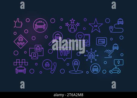 Vector VIP taxi concept bannière colorée linéaire ou illustration sur fond sombre Illustration de Vecteur