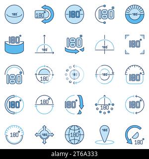 Angle 180 degrés icônes vectorielles colorées collection ou éléments de conception Illustration de Vecteur