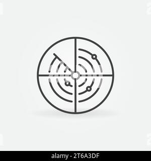 Icône de ligne du système de recherche militaire. Signe rond de concept de vecteur radar dans le style de contour Illustration de Vecteur