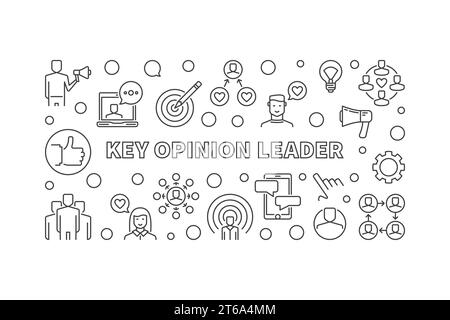 Bannière horizontale linéaire leader d'opinion clé - illustration vectorielle du concept KOL Illustration de Vecteur