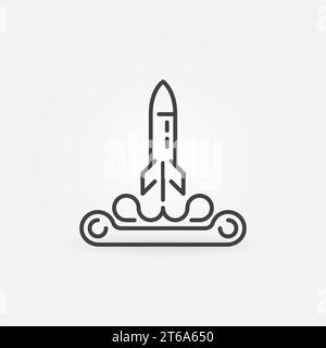 Icône ou symbole de concept de vecteur de lancement de missile en trait fin Illustration de Vecteur