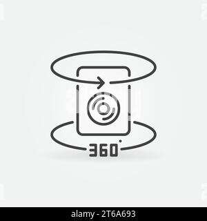 Concept vectoriel linéaire de caméra à 360 degrés icône simple ou élément de conception Illustration de Vecteur