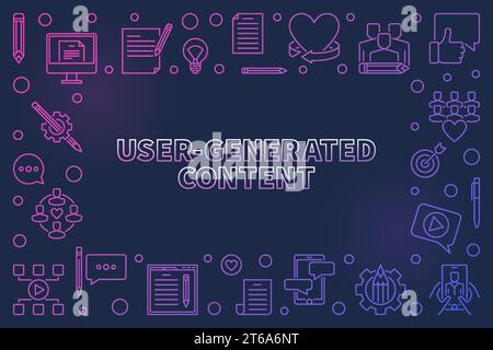 Contenu généré par l'utilisateur contour vectoriel cadre horizontal coloré ou illustration sur fond sombre Illustration de Vecteur