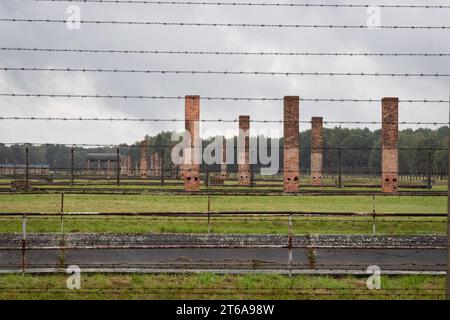 KZ Auschwitz Von vielen Holzbaracken stehen nur noch die Oefen und Schornsteine auf dem Gelaende. *** Camp de concentration d'Auschwitz seuls les fours et les cheminées de la plupart des casernes en bois sont encore debout sur le site xMMx crédit : Imago/Alamy Live News Banque D'Images