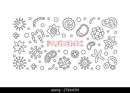 Concept de vecteur pandémique simple illustration horizontale linéaire ou bannière Illustration de Vecteur