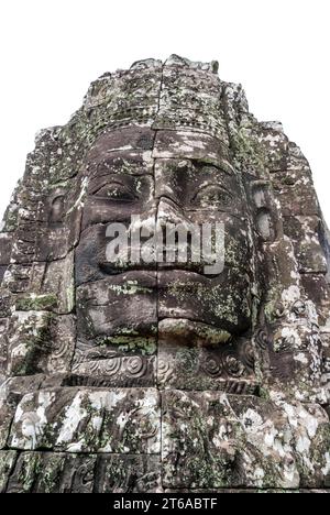 Extérieur du temple du Bayon aux visages gargantuesques, Angkor Thom, Angkor, Cambodge, Asie Banque D'Images