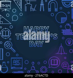 Happy Teachers Day Vector concept illustration linéaire colorée ou cadre Illustration de Vecteur