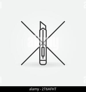 Ne pas ouvrir avec une icône de concept d'attention de vecteur de contour de couteau de papeterie ou un élément de conception Illustration de Vecteur