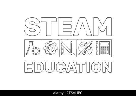 STEAM Education vecteur concept bannière minimale ou illustration dans le style de ligne mince Illustration de Vecteur