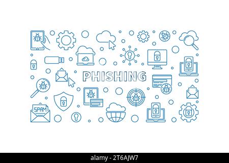 Illustration horizontale ou bannière du concept de vecteur de phishing Illustration de Vecteur