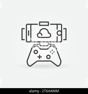Cloud Gaming sur smartphone avec icône de concept de contour vectoriel Gamepad ou élément de conception Illustration de Vecteur