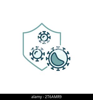 Concept de vecteur de défense antibactérien icône ou signe coloré Illustration de Vecteur