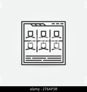 Vidéo conférence dans le navigateur Web vecteur icône ou symbole de concept de style ligne fine Illustration de Vecteur