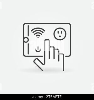 Tablette avec icône ou symbole linéaire vectoriel Wi-Fi et US Smart Socket Illustration de Vecteur