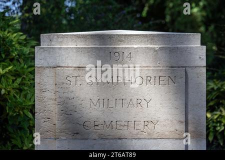 St. Cimetière militaire Symphorien, cimetière de la première Guerre mondiale à Saint-Symphorien près de Mons, province du Hainaut, Belgique Banque D'Images