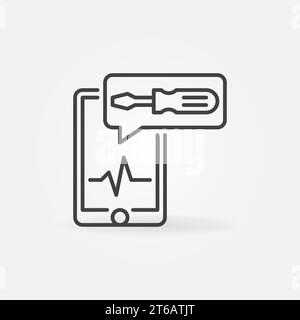 Smartphone avec icône de bulle clé dans le discours. Signe conceptuel de réparation et d'entretien de téléphone vectoriel Illustration de Vecteur