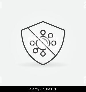 Icône de concept de ligne mince antibactérienne et virale de vecteur de défense ou élément de conception Illustration de Vecteur
