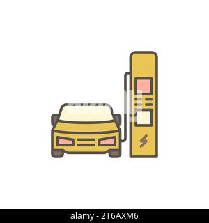 Concept de vecteur de charge de voiture électrique ou électrique icône colorée ou élément de logo Illustration de Vecteur