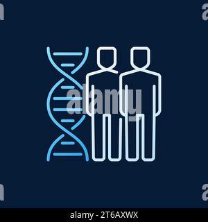 Personnes avec le concept de vecteur double hélice d'ADN icône colorée linéaire sur fond sombre Illustration de Vecteur