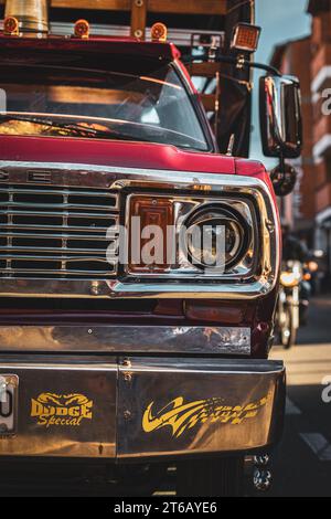 Camion classique en Colombie, Antioquia, Rionegro, gril de camion, avant, un des milliers encore utilisés quotidiennement,. 2023 Banque D'Images