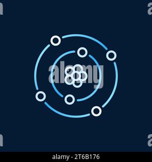 Atome avec noyau et électrons couleur icône ou signe de vecteur linéaire sur fond sombre Illustration de Vecteur