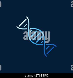 Contour de vecteur d'hélice d'ADN bleu icône minimale ou élément de logo sur fond sombre Illustration de Vecteur