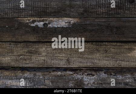 Une image captivante avec des planches de pin vieillis uniformément disposées, mettant en valeur une gamme de couleurs de bois influencées par les éléments : pluie, soleil et vent. Le Banque D'Images