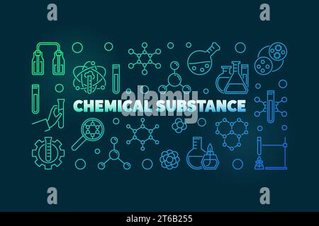 Vecteur de substance chimique illustration linéaire colorée de concept ou bannière sur fond sombre Illustration de Vecteur