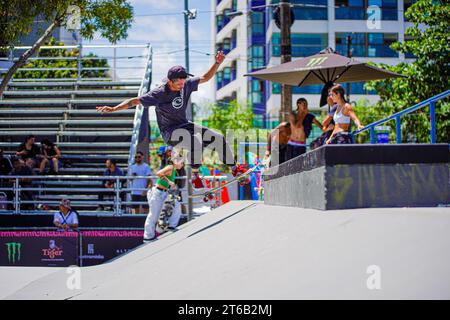 Recife, Brésil. 09 novembre 2023. La conférence de presse a eu lieu ce jeudi (09) pour présenter l'événement STU, dans la ville de Recife, qui aura lieu au Skate Park sur Rua da Aurora.=, entre le 10 et le 12 novembre. Crédit : Thiago Lemos/FotoArena/Alamy Live News Banque D'Images