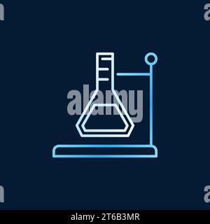 Icône de couleur moderne aux contours du porte-flacons conique. Symbole linéaire de verrerie de chimie de vecteur sur fond sombre Illustration de Vecteur