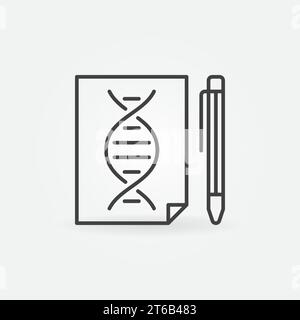Icône ou signe de concept de vecteur de contour de document d'ADN et de stylo Illustration de Vecteur