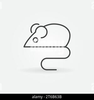 Icône ou symbole de concept de vecteur d'animal de souris dans le style de ligne mince Illustration de Vecteur