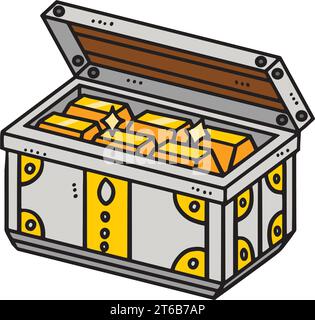 Illustration de clipart colorée de dessin animé au Trésor en or Illustration de Vecteur