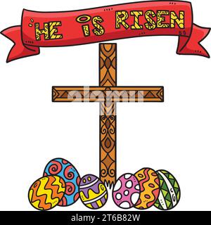 Christian il est ressuscité Cartoon Colored Clipart Illustration de Vecteur