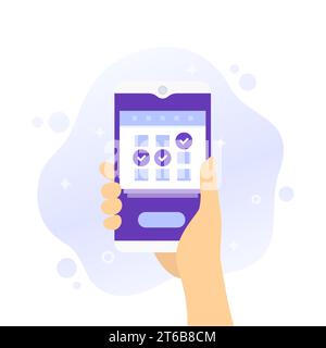 calendrier, programmation avec coches dans un téléphone Illustration de Vecteur