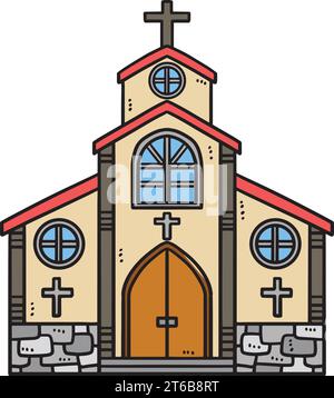 Christian Church Cartoon Colored Clipart Illustration de Vecteur