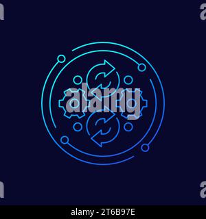 itération, icône de processus itératif, conception linéaire Illustration de Vecteur