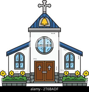 Christian Church Cartoon Colored Clipart Illustration de Vecteur