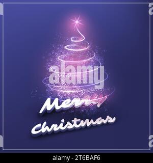 Carte Joyeux Noël et Joyeuses fêtes - sapin de Noël violet en forme de spirale lumineuse Illustration de Vecteur
