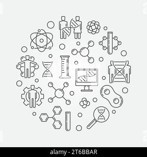 Illustration linéaire ronde minimale du vecteur de modification génétique humaine Illustration de Vecteur