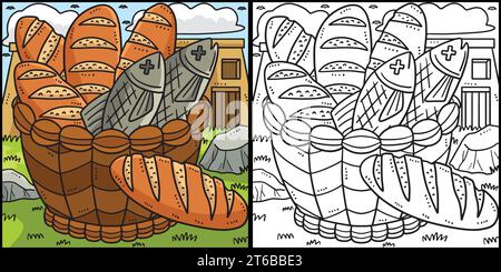 Christian cinq pains et deux illustrations de poissons Illustration de Vecteur