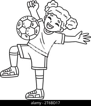 Balle de football rebondissante pour fille isolée de la poitrine Illustration de Vecteur