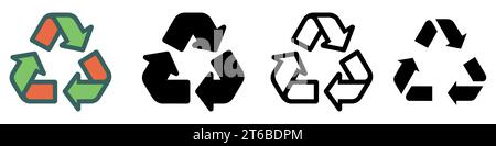 Icône de symbole de recyclage définie. Collection de symboles de recyclage universels dans un style plat. Illustration vectorielle Illustration de Vecteur