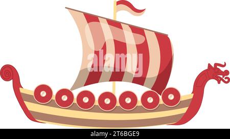 Vecteur d'icône de bateau viking coloré isolé Illustration de Vecteur