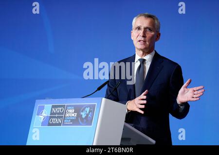 Jens Stoltenberg BEI der NATO Cyber Defence Konferenz im Auswärtigen AMT. Berlin, 09.11.2023 Banque D'Images