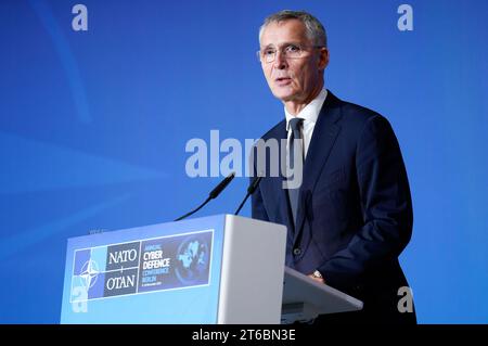 Jens Stoltenberg BEI der NATO Cyber Defence Konferenz im Auswärtigen AMT. Berlin, 09.11.2023 Banque D'Images