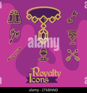 Ensemble d'icônes de royauté vecteur d'ère médiévale Illustration de Vecteur
