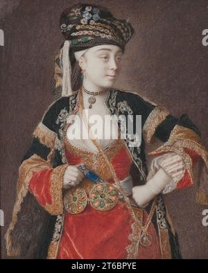 Dame inconnue en costume turc, 18e siècle. Banque D'Images